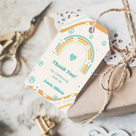 Etiqueta Para Presente Retro Rainbow Groovy Obrigado Presente