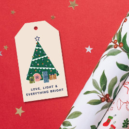 Etiqueta Para Presente Retro Vintage Christmas Tree Presents Gift Tag