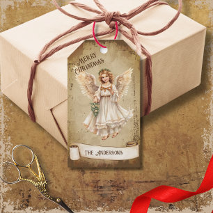 Etiqueta Para Presente Retro Vintage Guardian Angel Feliz Natal