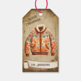 Etiqueta Para Presente Retro Vintage Jaqueta Feliz Natal