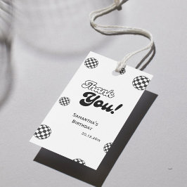 Etiqueta Para Presente Retrospectiva Verificada "Obrigado", Groovy Preto 