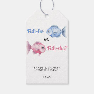 Etiqueta Para Presente Revelação de Gênero de Pintura aquarela de Peixes