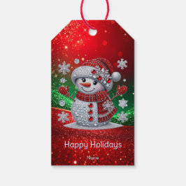 Etiqueta Para Presente Rhinestones Snowman Holiday Gift Tag