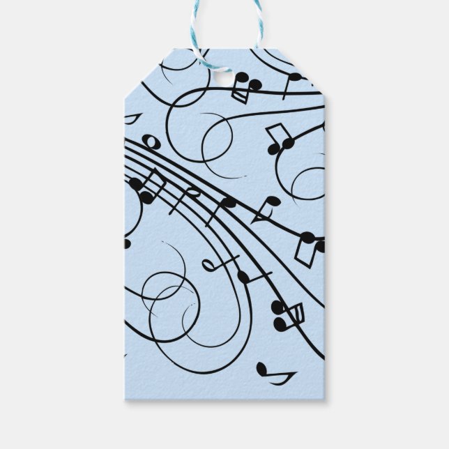 Etiqueta Para Presente Rico Music Notes Blue (Frente)