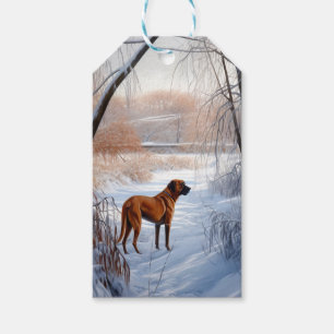 Etiqueta Para Presente Ridgeback da Rodésia Deixou nevar o Natal