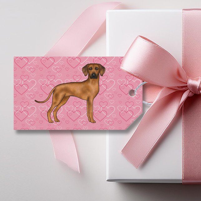 Etiqueta Para Presente Ridgeback Dog Love Heart Pink (Criador carregado)