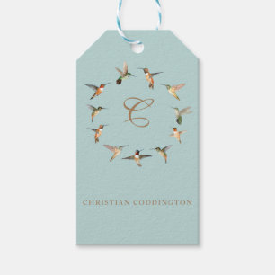 Etiqueta Para Presente Robin's Egg Monogram Hummingbird
