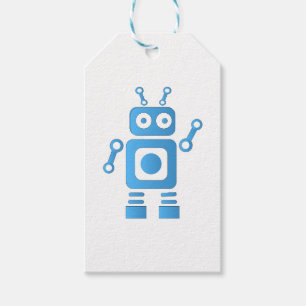 Etiqueta Para Presente Robô Retroativo Azul