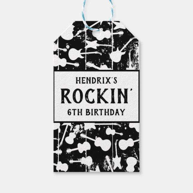 Etiqueta Para Presente Rock & Roll Guitar Birthday Party Napkins (Frente)