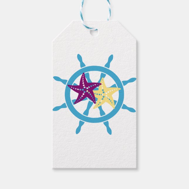 Etiqueta Para Presente Roda de Leme & Estrela do Mar (Frente)