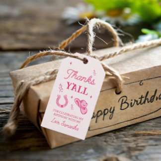 Etiqueta Para Presente Rodeio de Boots, Moça Rosa