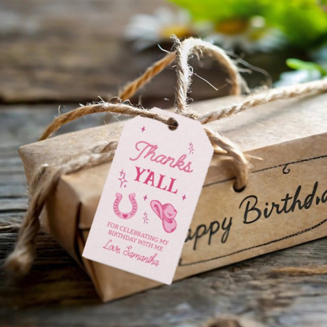 Etiqueta Para Presente Rodeio de Boots, Moça Rosa (Criador carregado)