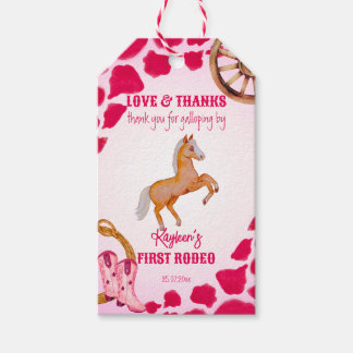 Etiqueta Para Presente Rodeo cowgirl aniversário pônei cor-de-rosa