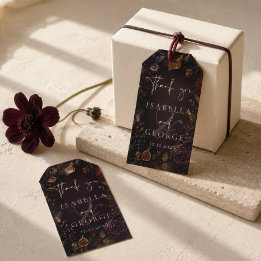 Etiqueta Para Presente Romance Enraizado Botânico Sombrio Casamento