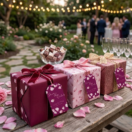 Etiqueta Para Presente Romantic Pink Petals Save the Date Wedding 