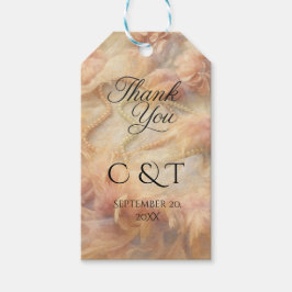 Etiqueta Para Presente Romantic Watercolor Floral Pearls Feathers Wedding