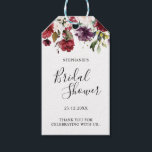 Etiqueta Para Presente Romântica Aquarela Borgonha Vermelha Rosa Floral<br><div class="desc">A etiqueta de presente de Chá de panela floral romântico elegante e moderno apresenta um buquê de burgundy / marsala, cor-de-rosa pincel, púrpura, cor de pêssego, com folhagem correspondente. Perfeito para um casamento no outono/no meio do verão. Por favor, encontre mais designs e variações na minha loja de "blisswedingpaperie". E...</div>