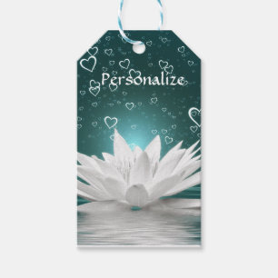 Etiqueta Para Presente Romântica Zen Branca Lotus & Hearts Personalizam
