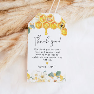Etiqueta Para Presente ROMY Rustic White Floral Honey Bumble Bee