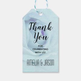 Etiqueta Para Presente Rosa Azul Elegante Floral Obrigado Favores