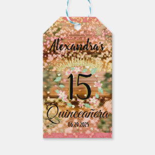 Etiqueta Para Presente Rosa de espumante Dourada Quinceañera Princesa Esp