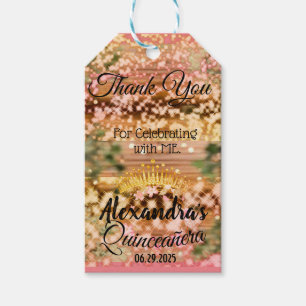 Etiqueta Para Presente Rosa de espumante Dourada Quinceañera Princesa Esp