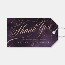 Etiqueta Para Presente rosa de ouro roxo obrigado de casamento