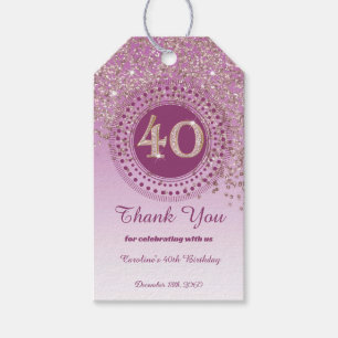 Etiqueta Para Presente Rosa de queda moderna - aniversário de 40 anos bri
