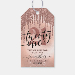 Etiqueta Para Presente Rosa Dourada Glitter & Foil aniversário de 21 ano