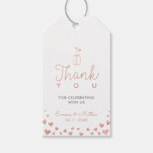 Etiqueta Para Presente Rosa Dourado & Cinza Favor de Agradecimento de C