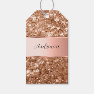 Etiqueta Para Presente Rosa Dourado Glam Chunky Glitter Name