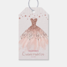 Etiqueta Para Presente Rosa Dourado Vestido Quinceañera 15 de Aniversário