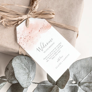 Etiqueta Para Presente Rosa Dourado Watercolor Wedding Welcome