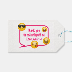 Etiqueta Para Presente Rosa e branco, obrigado que do emoji você etiquet