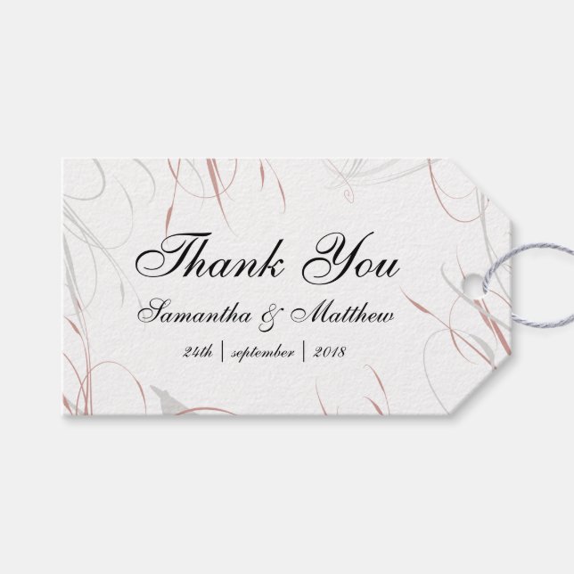 Etiqueta Para Presente Rosa e Cinzas suaves alimentam casamentos (Frente (horizontal))
