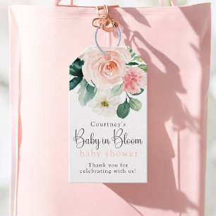 Etiqueta Para Presente Rosa Floral Bebê em Flor Menina Chaveirinho de Lem