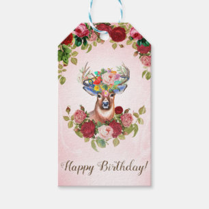 Etiqueta Para Presente Rosa Floral Elegante, doce e rosa