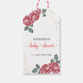 Etiqueta Para Presente Rosa Floral Sweetheart Chá de fraldas Elegante Mod