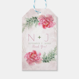 Etiqueta Para Presente Rosa Floral Verde Água-forte Casamento