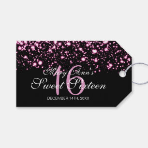 Etiqueta Para Presente Rosa Glam da meia-noite da festa de aniversário d