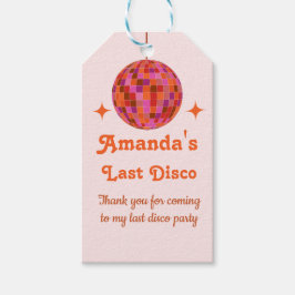 Etiqueta Para Presente Rosa Laranja Groovy Última discoteca Despedida de 