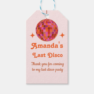 Etiqueta Para Presente Rosa Laranja Groovy Última discoteca Despedida de 