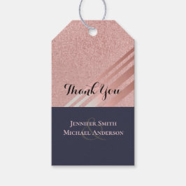 Etiqueta Para Presente Rosa Marinho Dourado Folha Azul Brilhante