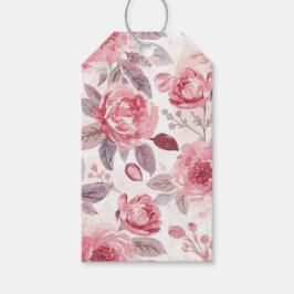 Etiqueta Para Presente Rosa Peônia Rosa Floral Jardim Aquarela