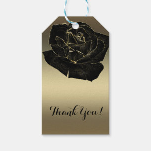 Etiqueta Para Presente Rosa Preto e Dourado Glam Elegante Sofisticado Chi