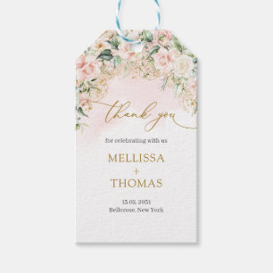 Etiqueta Para Presente rosa rosa claro, casamento com script de caligrafi
