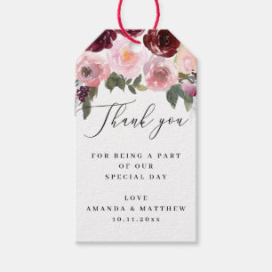 Etiqueta Para Presente Rosa rosa elegante. Obrigado de casamento do guião