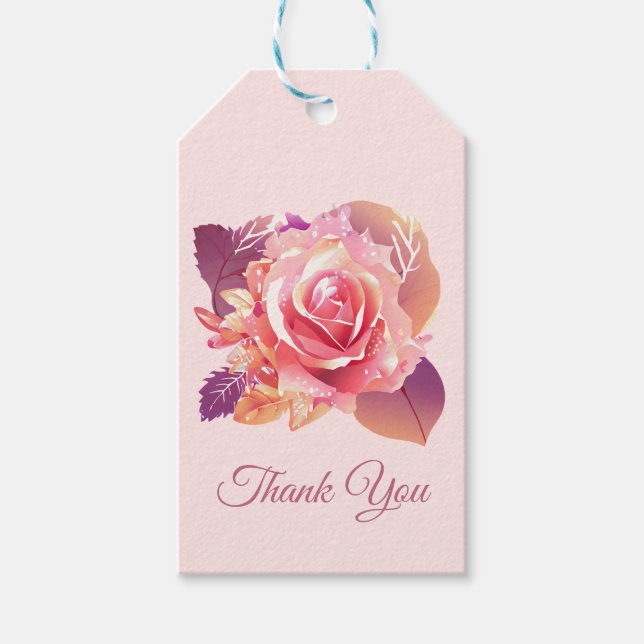 Etiqueta Para Presente Rosa Rosa Rosa Rosa Bela Solteiro (Frente)