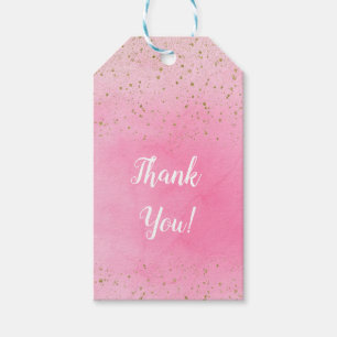 Etiqueta Para Presente Rosa Rosado e Dourado Brilho Glam Espelhado Chic
