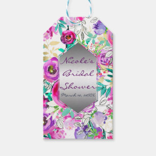 Etiqueta Para Presente Rosa Roxo Favor Moderno Colorido de Floral para Ca